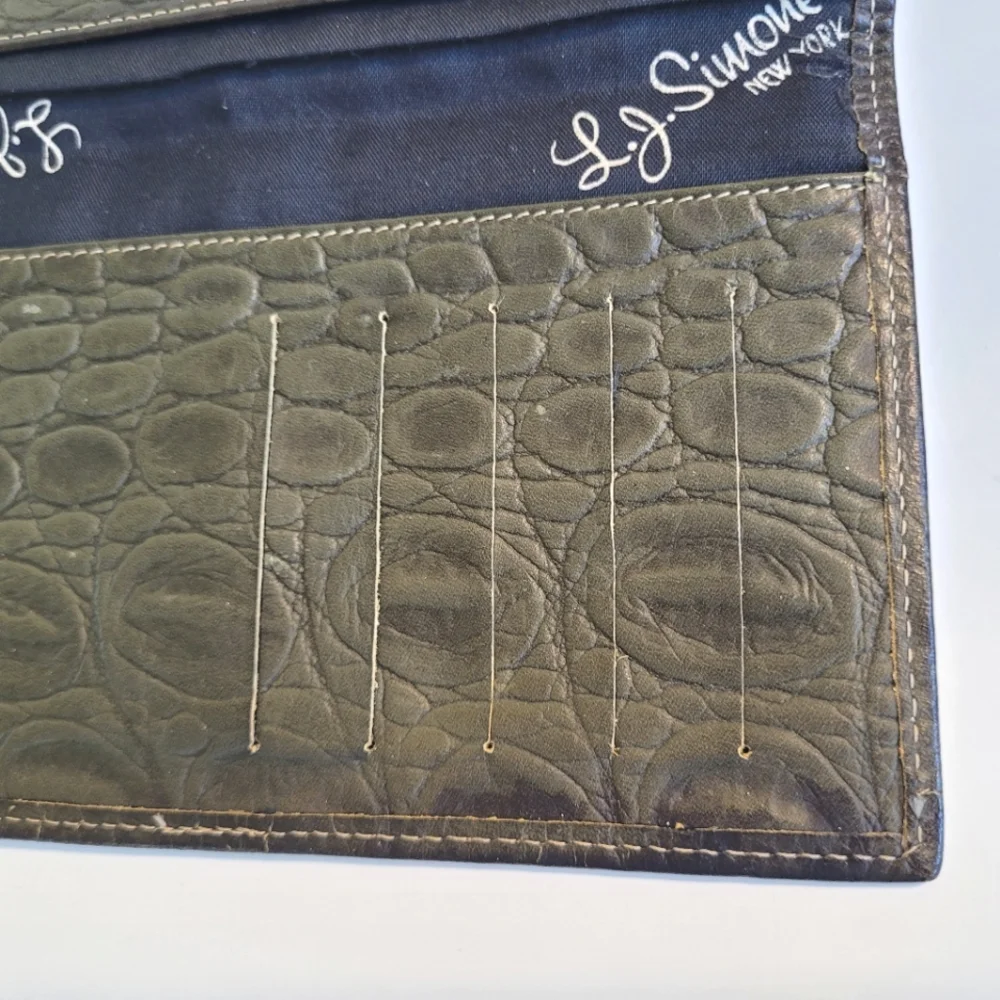 LJ Simone NY Faux Crocodile Leather Women's Wallet Green